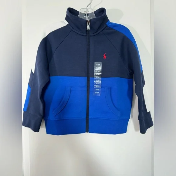New Polo Ralph Lauren Toddler Boy Color Block Track Jacket - Picture 2 of 4